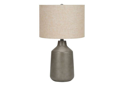 Monarch Specialties - Lighting, 24inH, Table Lamp, Grey Concrete, Beige Shade, Contemporary - I 9703 veiw 1