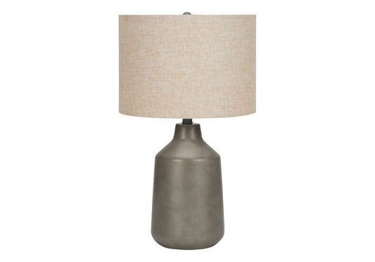 Monarch Specialties - Lighting, 24inH, Table Lamp, Grey Concrete, Beige Shade, Contemporary - I 9703 veiw 1