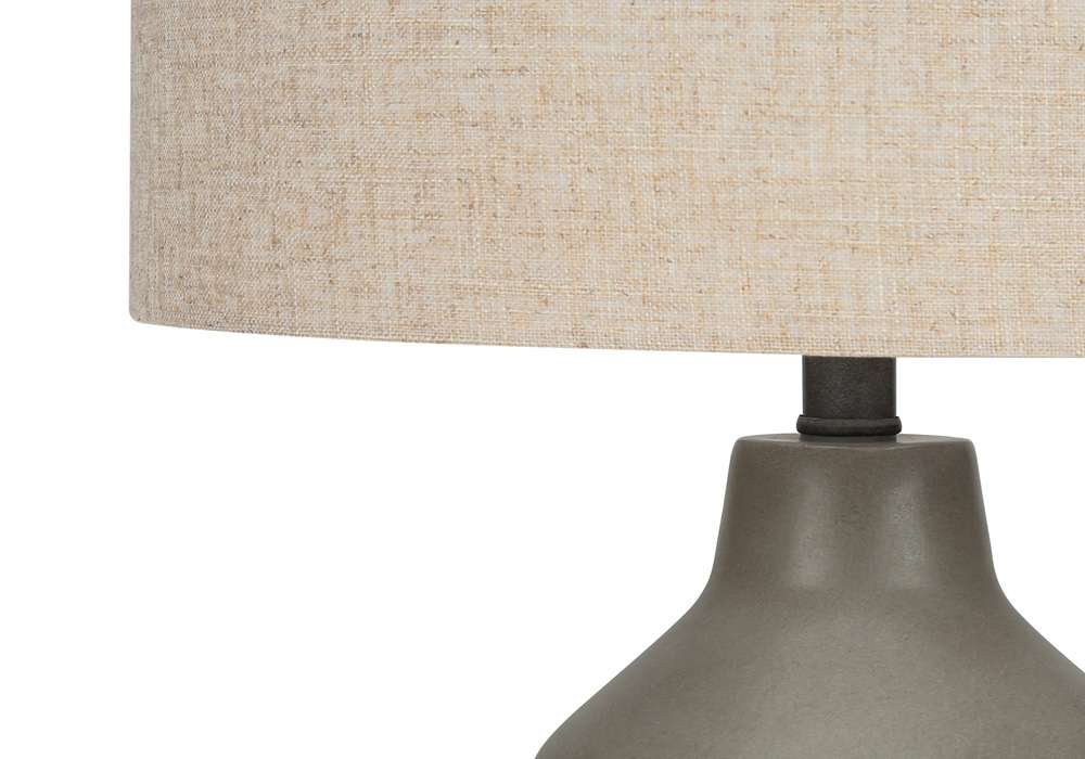 Monarch Specialties - Lighting, 24inH, Table Lamp, Grey Concrete, Beige Shade, Contemporary - I 9703 veiw 3