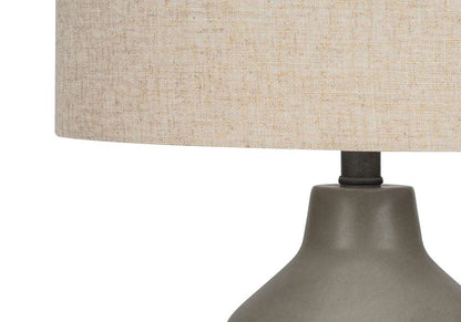 Monarch Specialties - Lighting, 24inH, Table Lamp, Grey Concrete, Beige Shade, Contemporary - I 9703 veiw 3