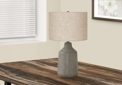 Monarch Specialties - Lighting, 24inH, Table Lamp, Grey Concrete, Beige Shade, Contemporary - I 9703 veiw 5