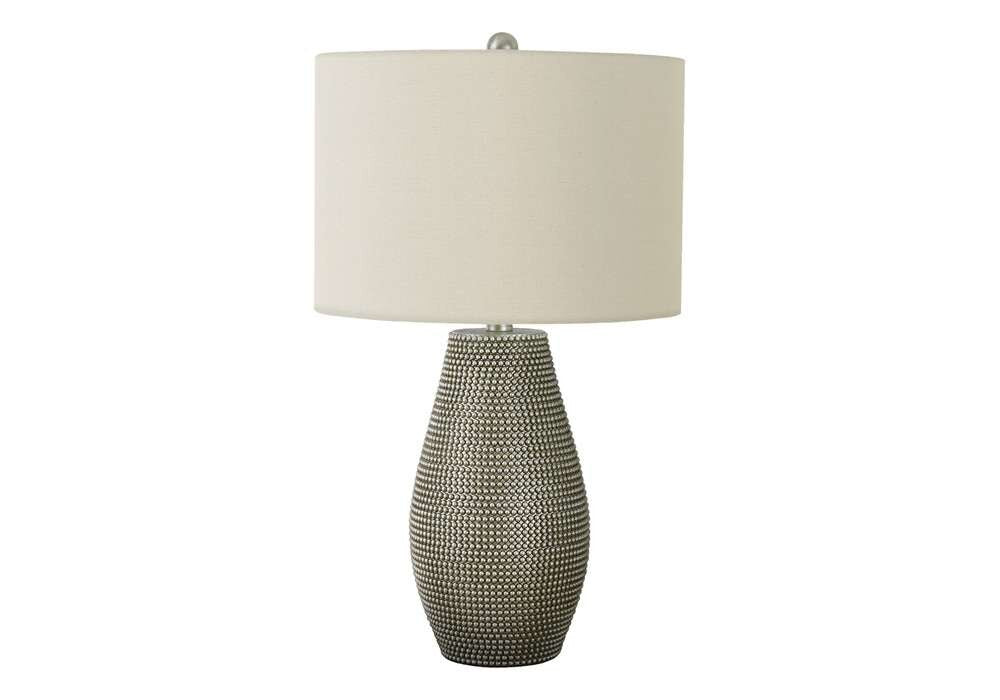 Monarch Specialties - Lighting, 24inH, Table Lamp, Grey Resin, Ivory / Cream Shade, Contemporary - I 9654 veiw 1