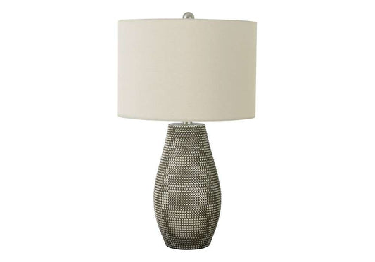 Monarch Specialties - Lighting, 24inH, Table Lamp, Grey Resin, Ivory / Cream Shade, Contemporary - I 9654 veiw 1