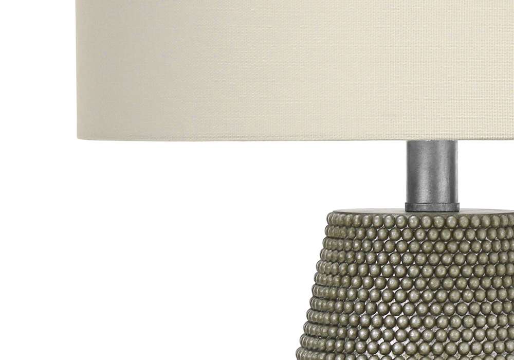 Monarch Specialties - Lighting, 24inH, Table Lamp, Grey Resin, Ivory / Cream Shade, Contemporary - I 9654 veiw 2