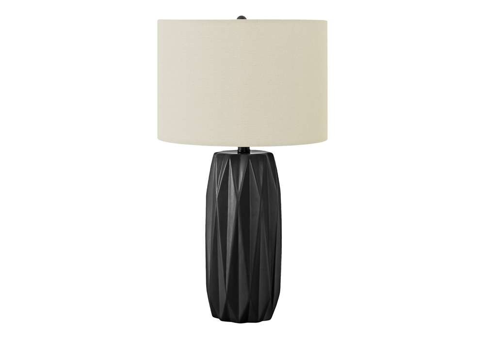 Monarch Specialties - Lighting, 25inH, Table Lamp, Black Ceramic, Ivory / Cream Shade, Contemporary - I 9620 veiw 1