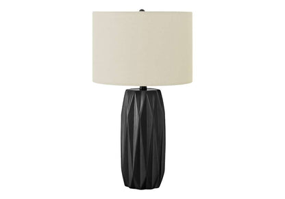 Monarch Specialties - Lighting, 25inH, Table Lamp, Black Ceramic, Ivory / Cream Shade, Contemporary - I 9620 veiw 1