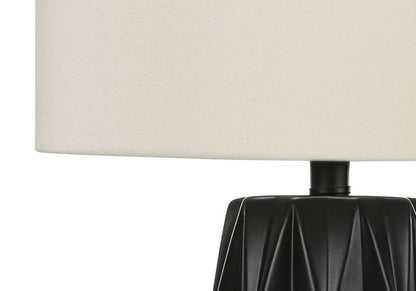 Monarch Specialties - Lighting, 25inH, Table Lamp, Black Ceramic, Ivory / Cream Shade, Contemporary - I 9620 veiw 2