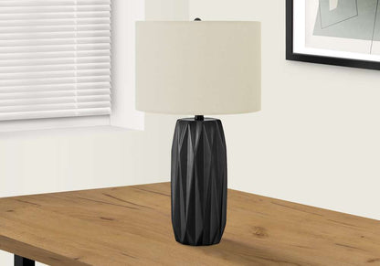 Monarch Specialties - Lighting, 25inH, Table Lamp, Black Ceramic, Ivory / Cream Shade, Contemporary - I 9620 veiw 5