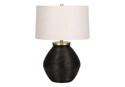 Monarch Specialties - Lighting, 25inH, Table Lamp, Black Concrete, Ivory / Cream Shade, Contemporary, Modern - I 9715 veiw 1