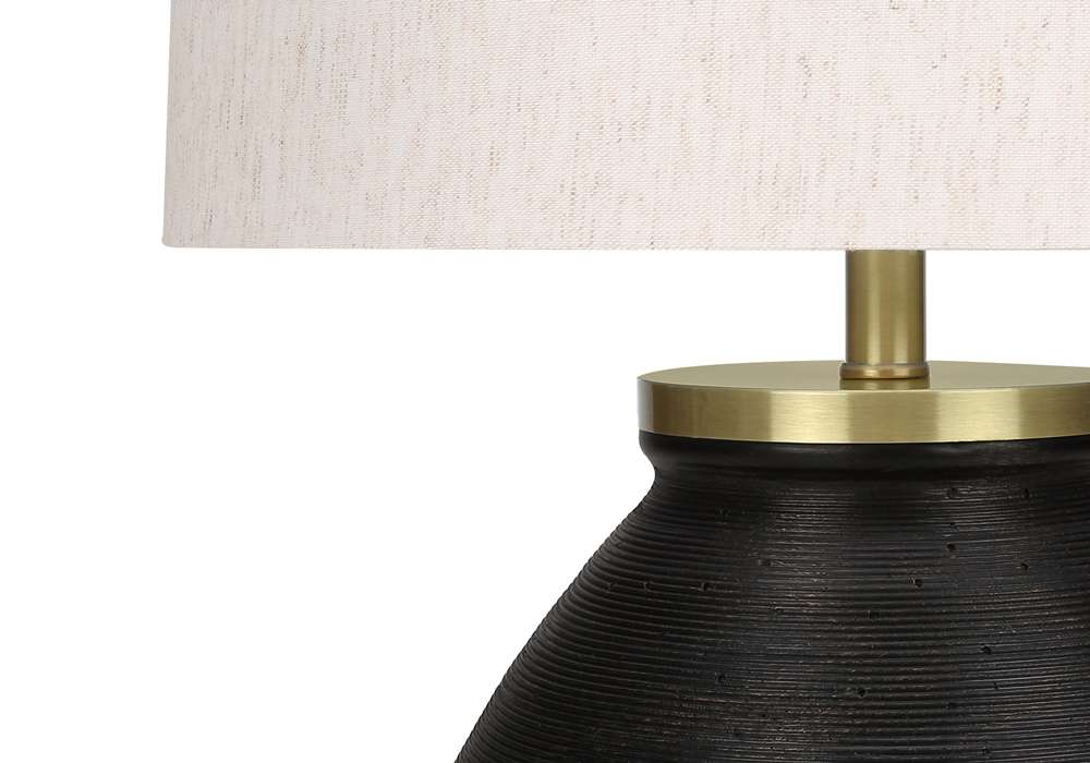 Monarch Specialties - Lighting, 25inH, Table Lamp, Black Concrete, Ivory / Cream Shade, Contemporary, Modern - I 9715 veiw 3