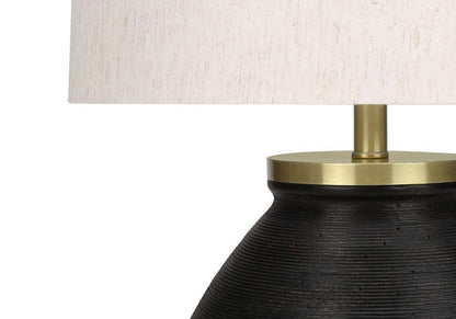 Monarch Specialties - Lighting, 25inH, Table Lamp, Black Concrete, Ivory / Cream Shade, Contemporary, Modern - I 9715 veiw 3