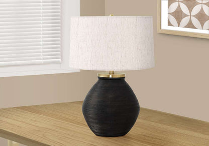 Monarch Specialties - Lighting, 25inH, Table Lamp, Black Concrete, Ivory / Cream Shade, Contemporary, Modern - I 9715 veiw 5