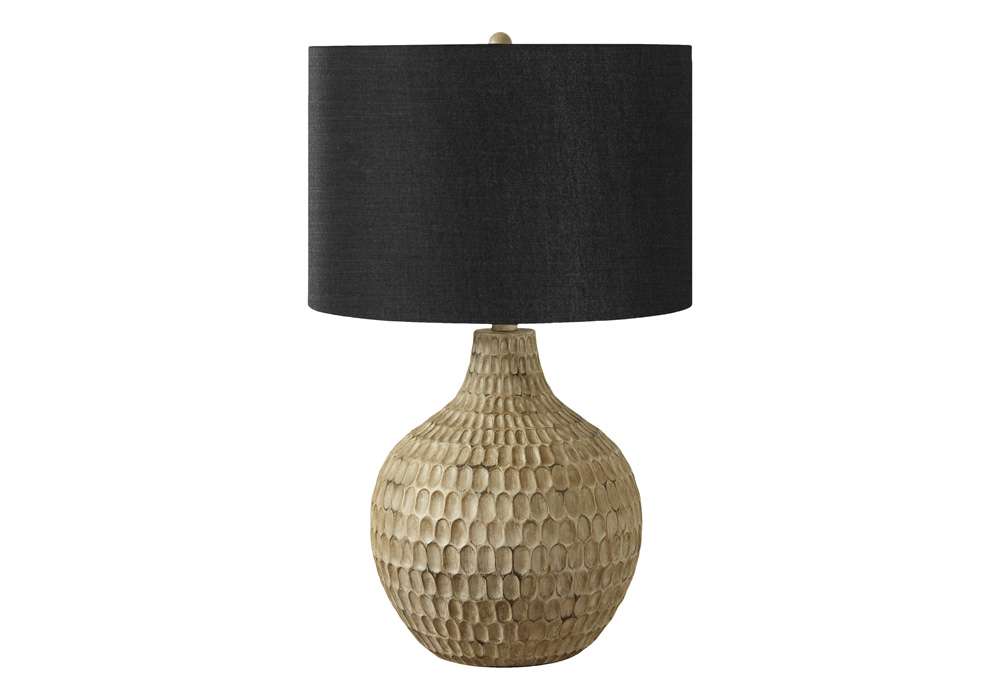 Monarch Specialties - Lighting, 25inH, Table Lamp, Black Shade, Brown Resin, Contemporary - I 9606 veiw 1