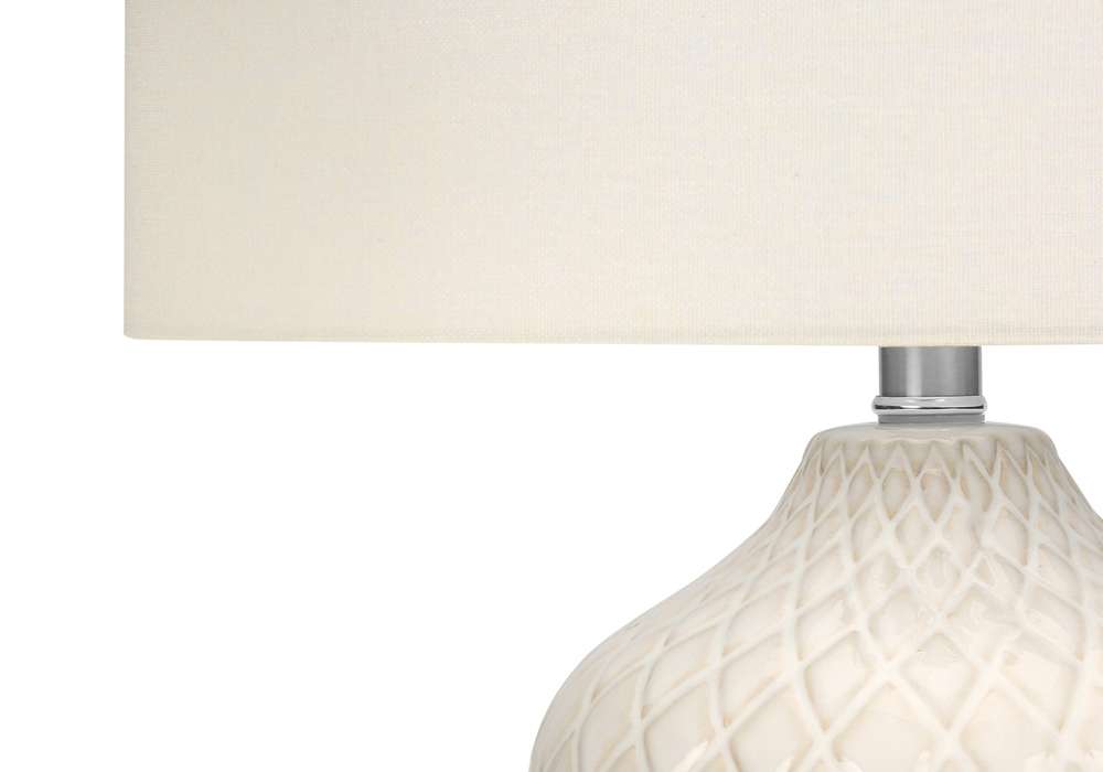 Monarch Specialties - Lighting, 25inH, Table Lamp, Cream Ceramic, Ivory / Cream Shade, Transitional - I 9707 veiw 3