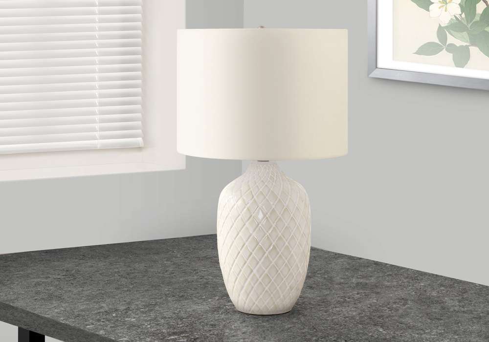 Monarch Specialties - Lighting, 25inH, Table Lamp, Cream Ceramic, Ivory / Cream Shade, Transitional - I 9707 veiw 5