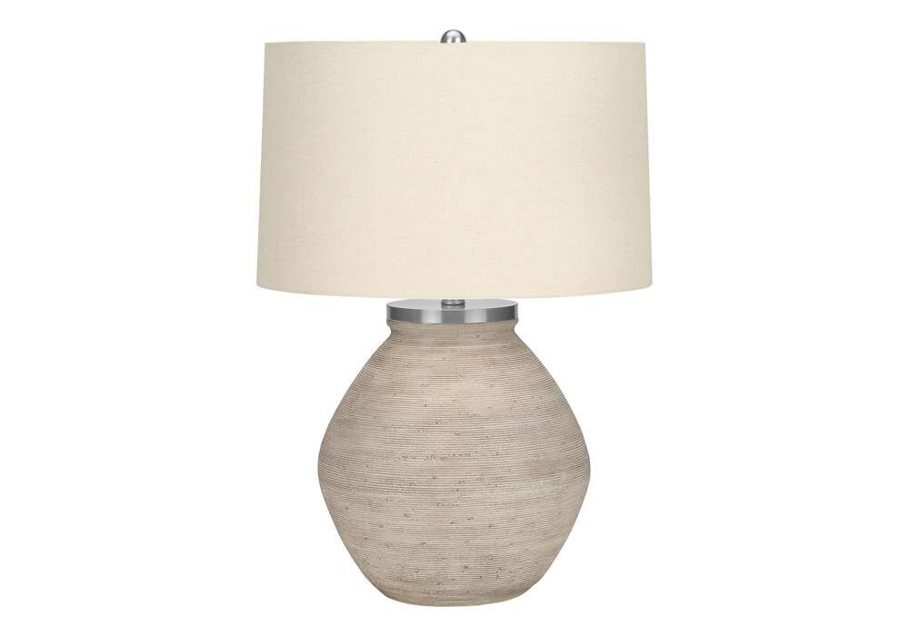 Monarch Specialties - Lighting, 25inH, Table Lamp, Cream Concrete, Beige Shade, Contemporary - I 9714 veiw 1