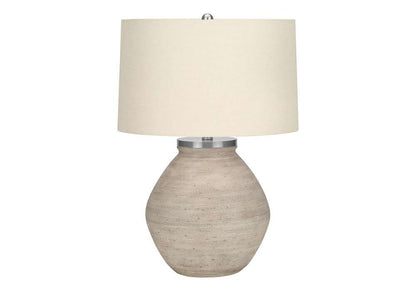 Monarch Specialties - Lighting, 25inH, Table Lamp, Cream Concrete, Beige Shade, Contemporary - I 9714 veiw 1