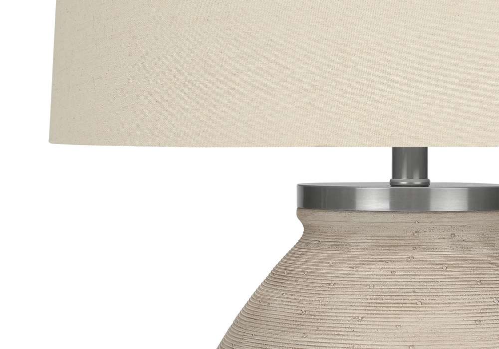 Monarch Specialties - Lighting, 25inH, Table Lamp, Cream Concrete, Beige Shade, Contemporary - I 9714 veiw 3