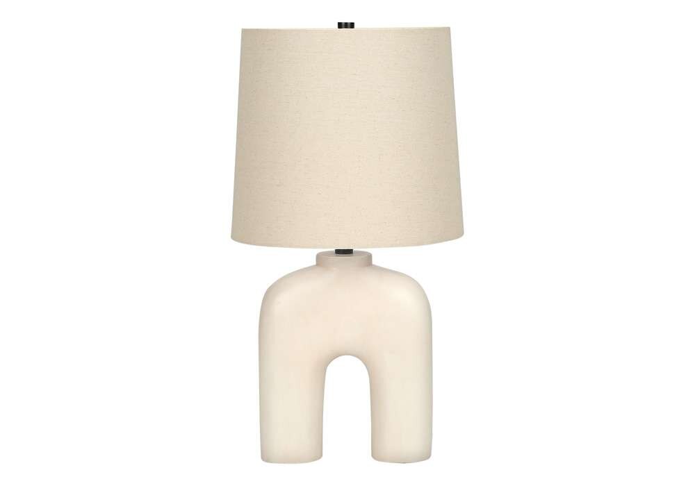 Monarch Specialties - Lighting, 25inH, Table Lamp, Cream Resin, Beige Shade, Modern - I 9728 veiw 1