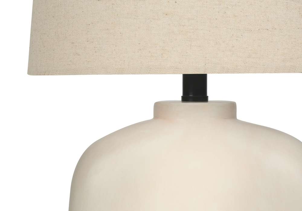 Monarch Specialties - Lighting, 25inH, Table Lamp, Cream Resin, Beige Shade, Modern - I 9728 veiw 3