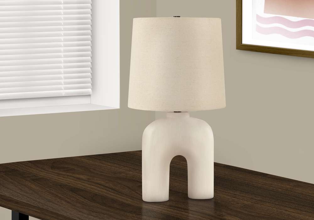 Monarch Specialties - Lighting, 25inH, Table Lamp, Cream Resin, Beige Shade, Modern - I 9728 veiw 5