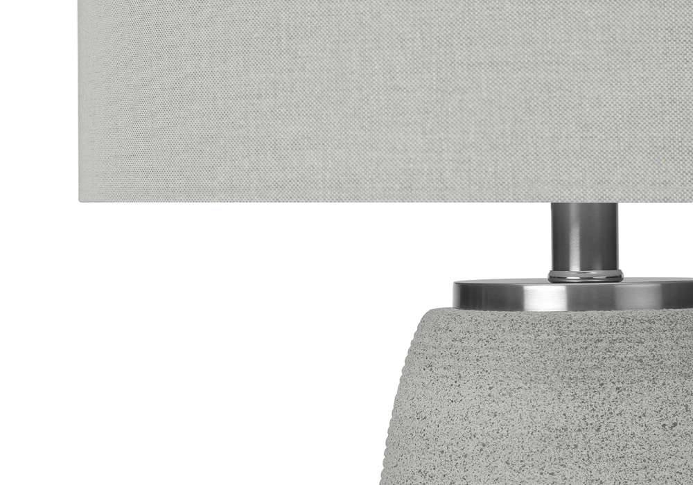 Monarch Specialties - Lighting, 25inH, Table Lamp, Grey Ceramic, Grey Shade, Modern - I 9711 veiw 3
