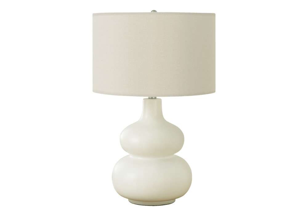 Monarch Specialties - Lighting, 25inH, Table Lamp, Ivory / Cream Shade, Cream Ceramic, Contemporary - I 9608 veiw 1