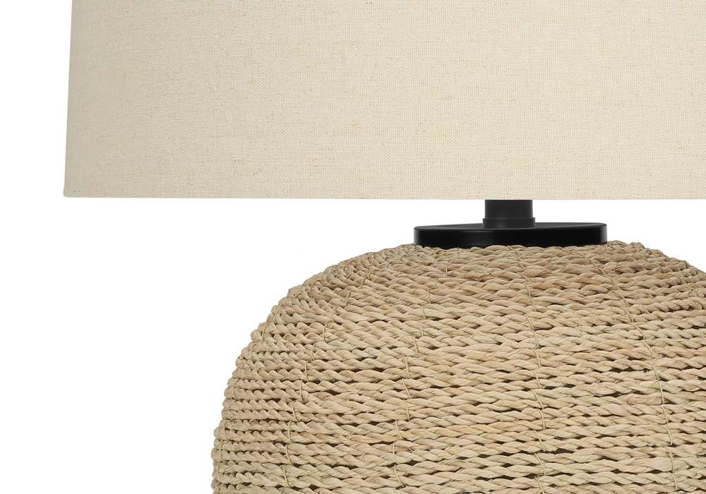 Monarch Specialties - Lighting, 25inH, Table Lamp, Rattan, Beige Shade, Transitional - I 9713 veiw 3