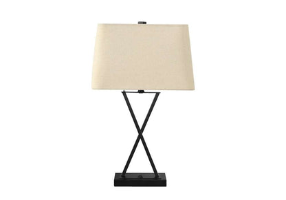 Monarch Specialties - Lighting, 25inH, Table Lamp, Usb Port Included, Black Metal, Beige Shade, Transitional - I 9638 veiw 1