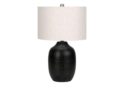 Monarch Specialties - Lighting, 26inH, Table Lamp, Black Ceramic, Ivory / Cream Shade, Contemporary, Modern - I 9705 veiw 1