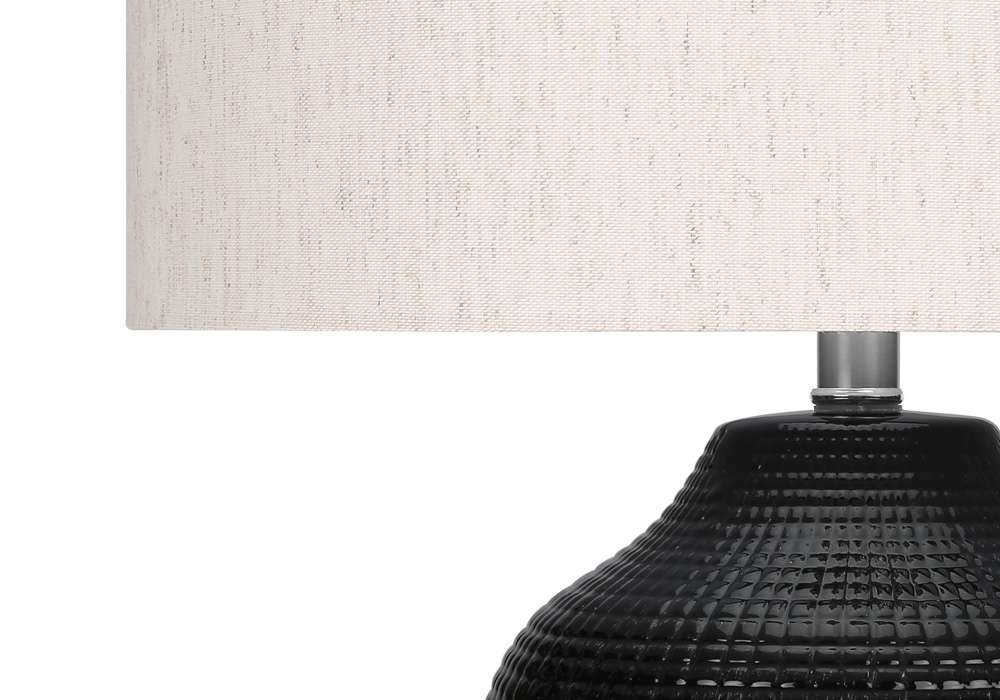 Monarch Specialties - Lighting, 26inH, Table Lamp, Black Ceramic, Ivory / Cream Shade, Contemporary, Modern - I 9705 veiw 3