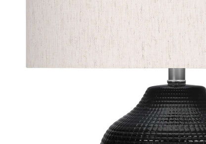 Monarch Specialties - Lighting, 26inH, Table Lamp, Black Ceramic, Ivory / Cream Shade, Contemporary, Modern - I 9705 veiw 3