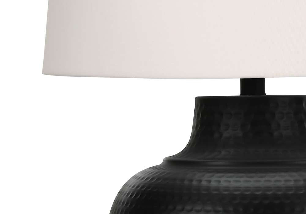 Monarch Specialties - Lighting, 26inH, Table Lamp, Black Metal, Ivory / Cream Shade, Transitional - I 9615 veiw 2