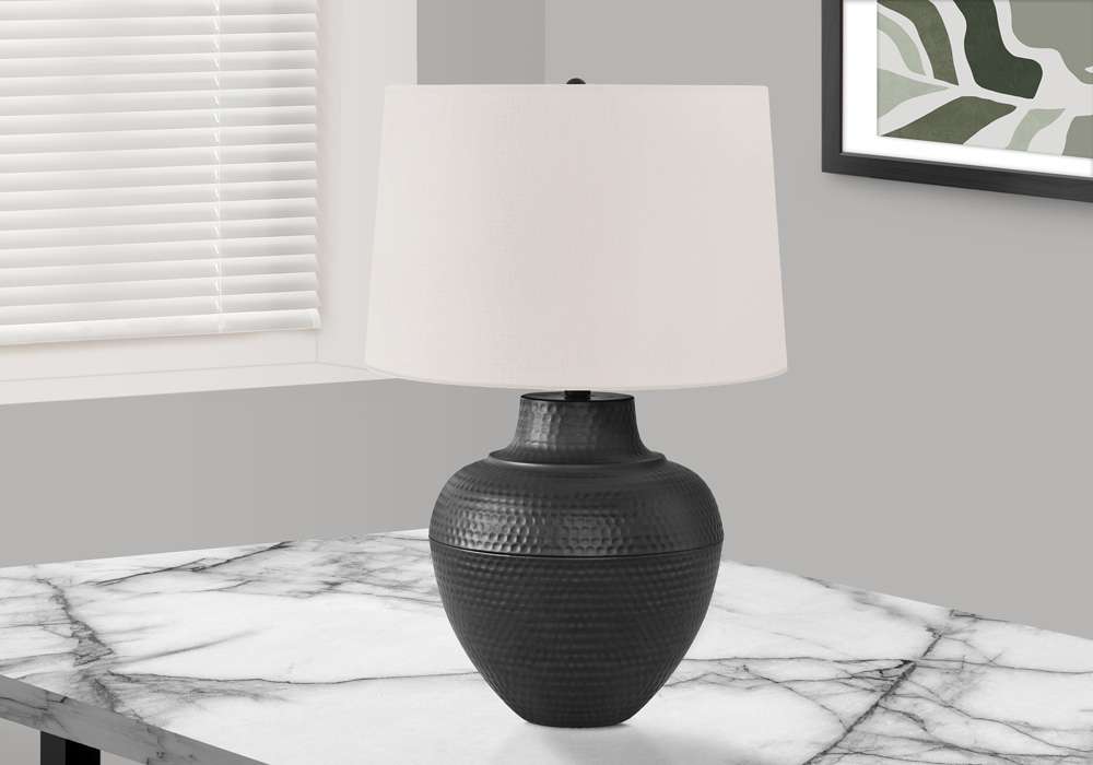 Monarch Specialties - Lighting, 26inH, Table Lamp, Black Metal, Ivory / Cream Shade, Transitional - I 9615 veiw 5