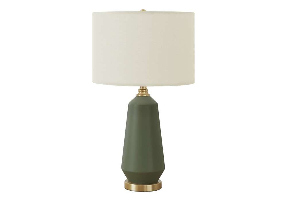 Monarch Specialties - Lighting, 26inH, Table Lamp, Green Ceramic, Ivory / Cream Shade, Contemporary - I 9624 veiw 1