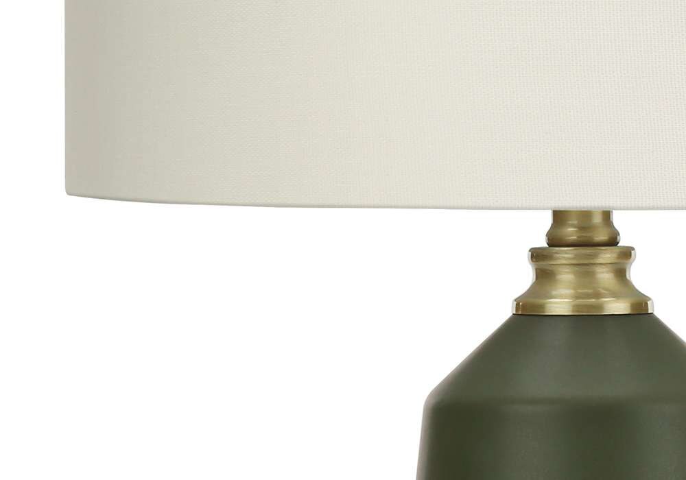 Monarch Specialties - Lighting, 26inH, Table Lamp, Green Ceramic, Ivory / Cream Shade, Contemporary - I 9624 veiw 2