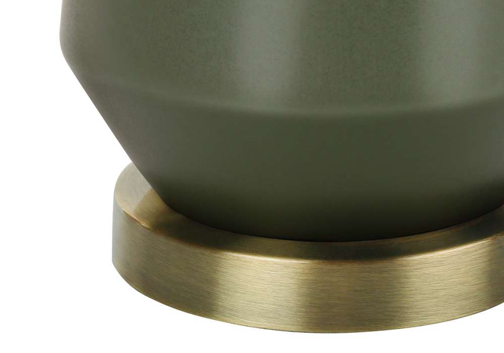 Monarch Specialties - Lighting, 26inH, Table Lamp, Green Ceramic, Ivory / Cream Shade, Contemporary - I 9624 veiw 3