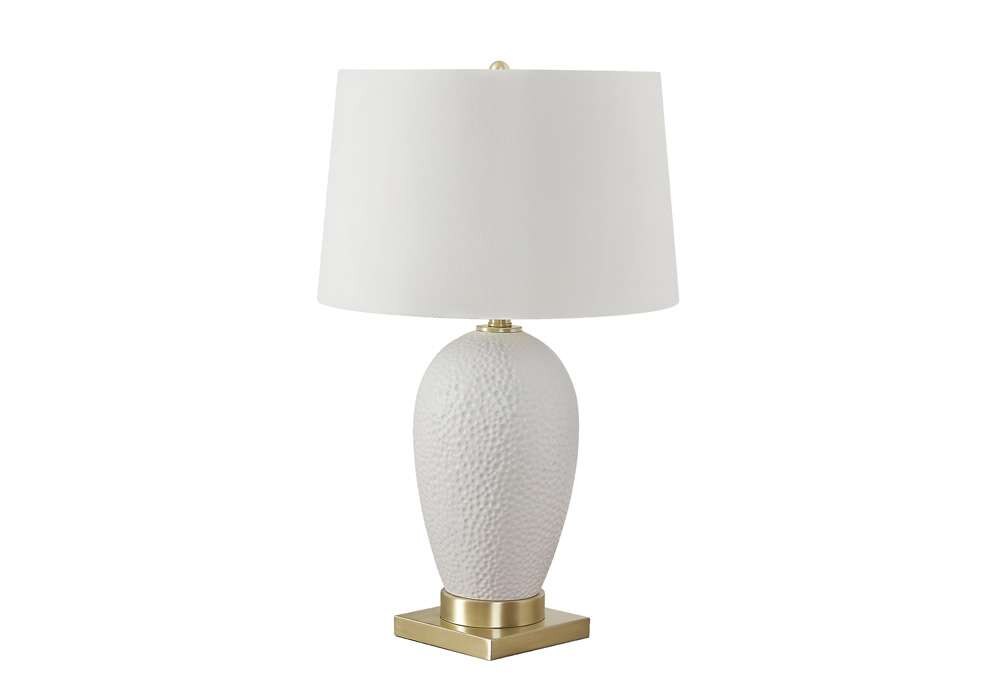 Monarch Specialties - Lighting, 26inH, Table Lamp, White Ceramic, Ivory / Cream Shade, Transitional - I 9610 veiw 1