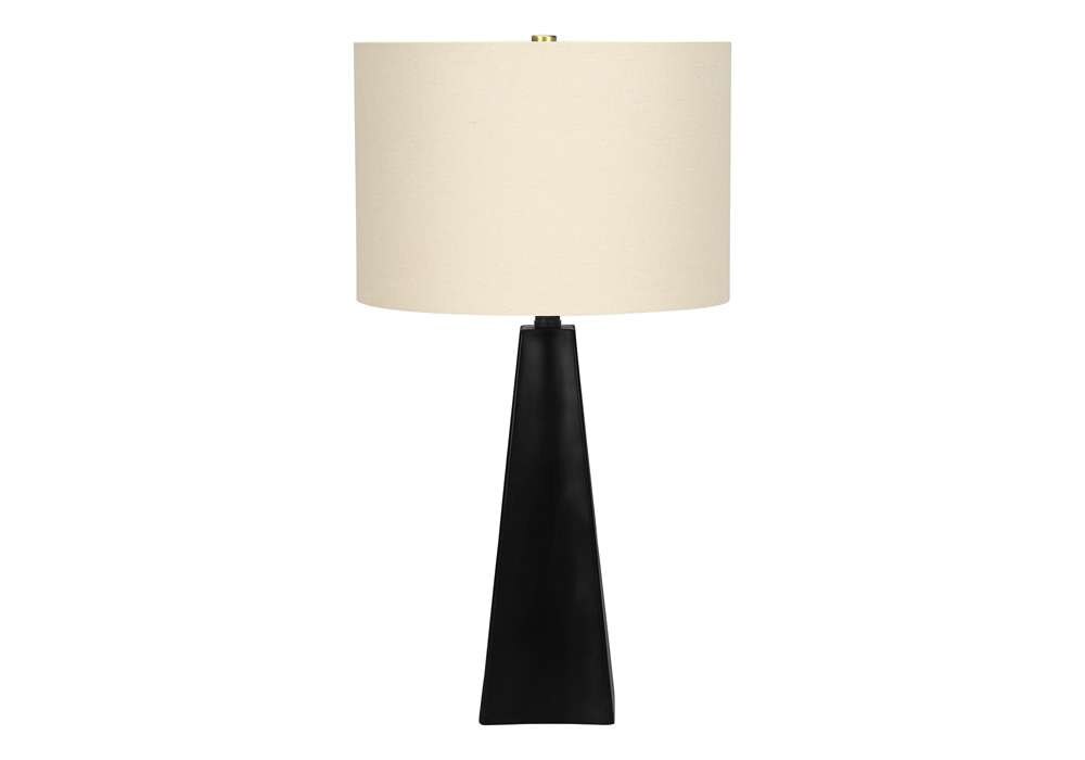 Monarch Specialties - Lighting, 27inH, Table Lamp, Black Resin, Beige Shade, Modern - I 9726 veiw 1