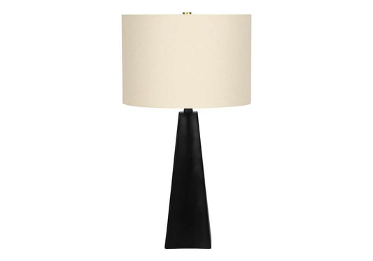 Monarch Specialties - Lighting, 27inH, Table Lamp, Black Resin, Beige Shade, Modern - I 9726 veiw 1