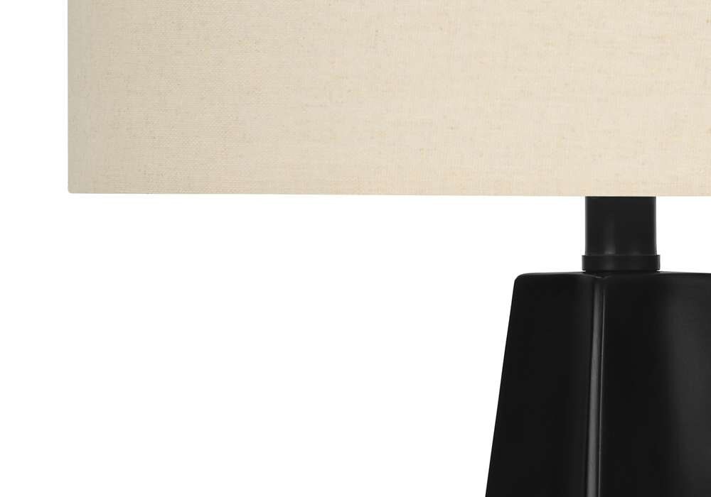 Monarch Specialties - Lighting, 27inH, Table Lamp, Black Resin, Beige Shade, Modern - I 9726 veiw 3