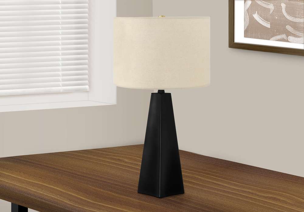 Monarch Specialties - Lighting, 27inH, Table Lamp, Black Resin, Beige Shade, Modern - I 9726 veiw 5