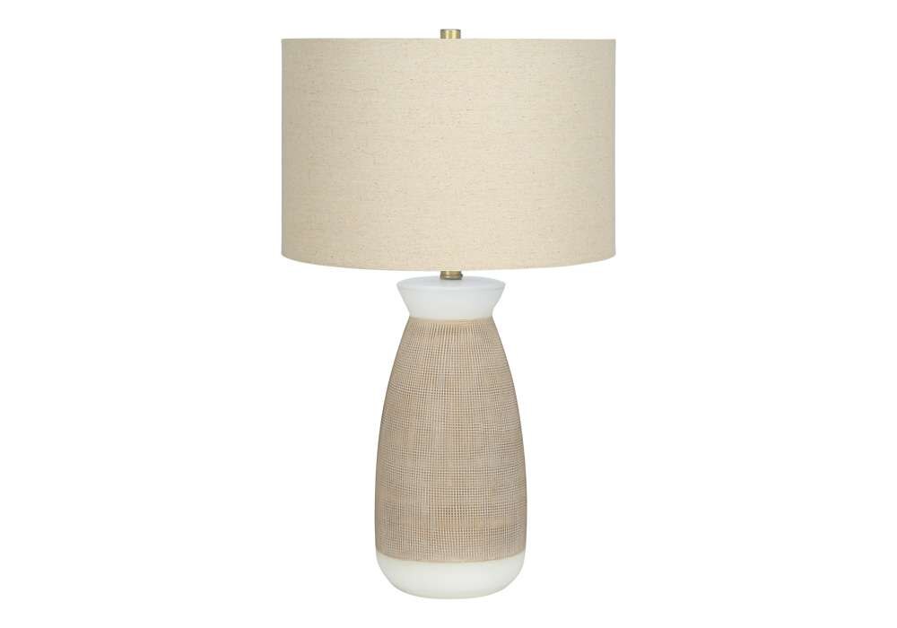 Monarch Specialties - Lighting, 27inH, Table Lamp, Cream Ceramic, Beige Shade, Contemporary - I 9724 veiw 1