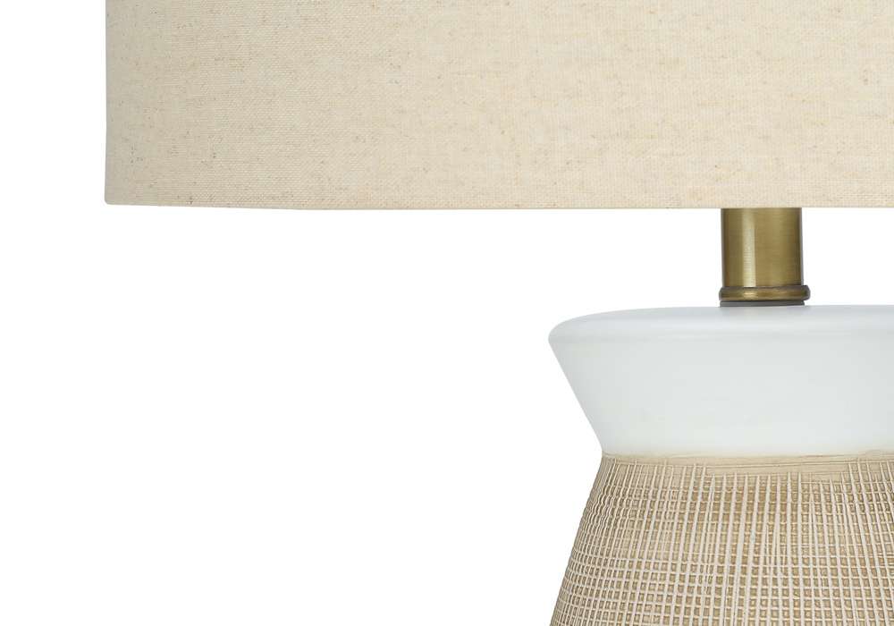 Monarch Specialties - Lighting, 27inH, Table Lamp, Cream Ceramic, Beige Shade, Contemporary - I 9724 veiw 3