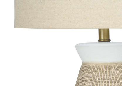 Monarch Specialties - Lighting, 27inH, Table Lamp, Cream Ceramic, Beige Shade, Contemporary - I 9724 veiw 3