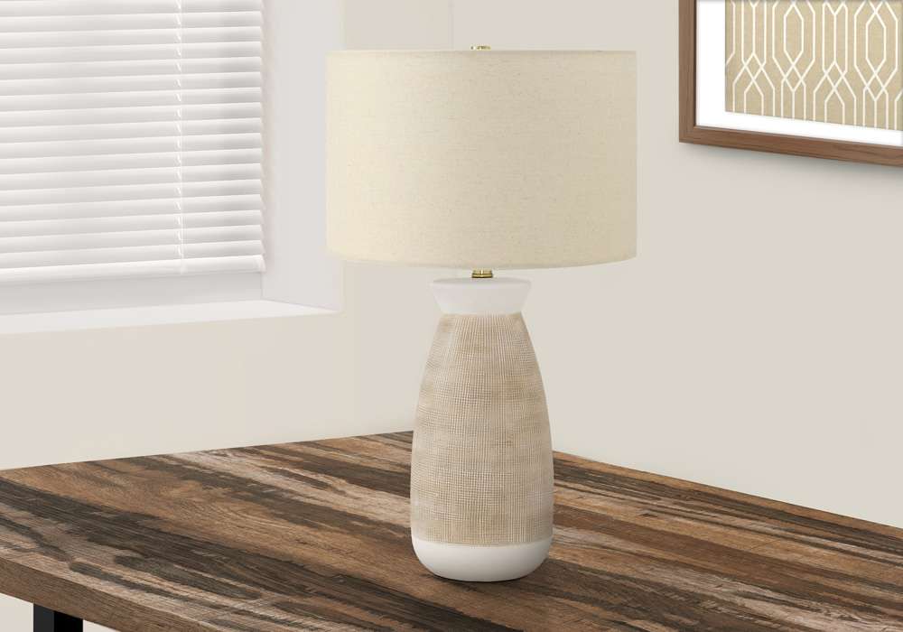 Monarch Specialties - Lighting, 27inH, Table Lamp, Cream Ceramic, Beige Shade, Contemporary - I 9724 veiw 5