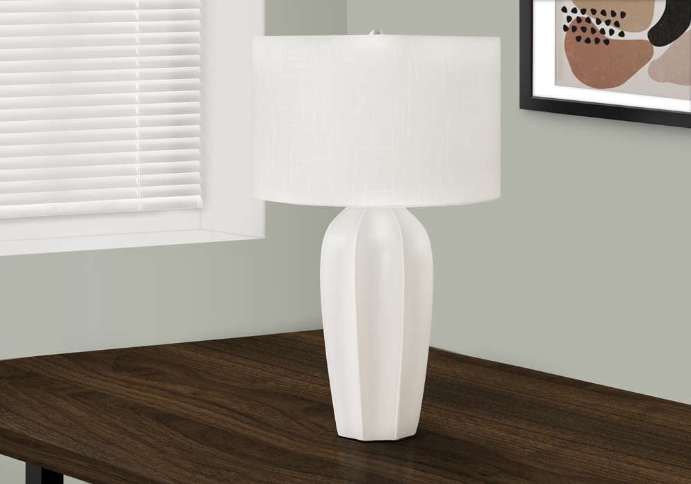 Monarch Specialties - Lighting, 27inH, Table Lamp, Cream Ceramic, Ivory / Cream Shade, Modern - I 9731 veiw 5