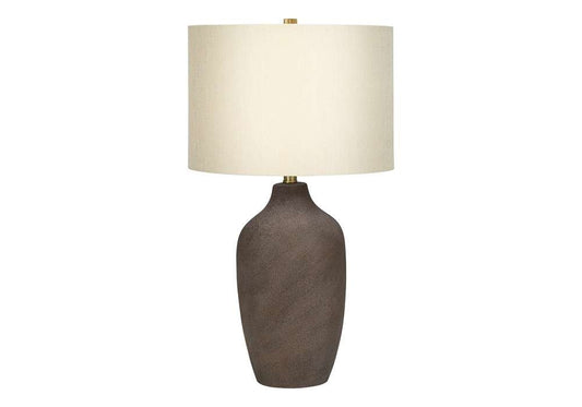 Monarch Specialties - Lighting, 27inH, Table Lamp, Grey Ceramic, Beige Shade, Contemporary - I 9709 veiw 1
