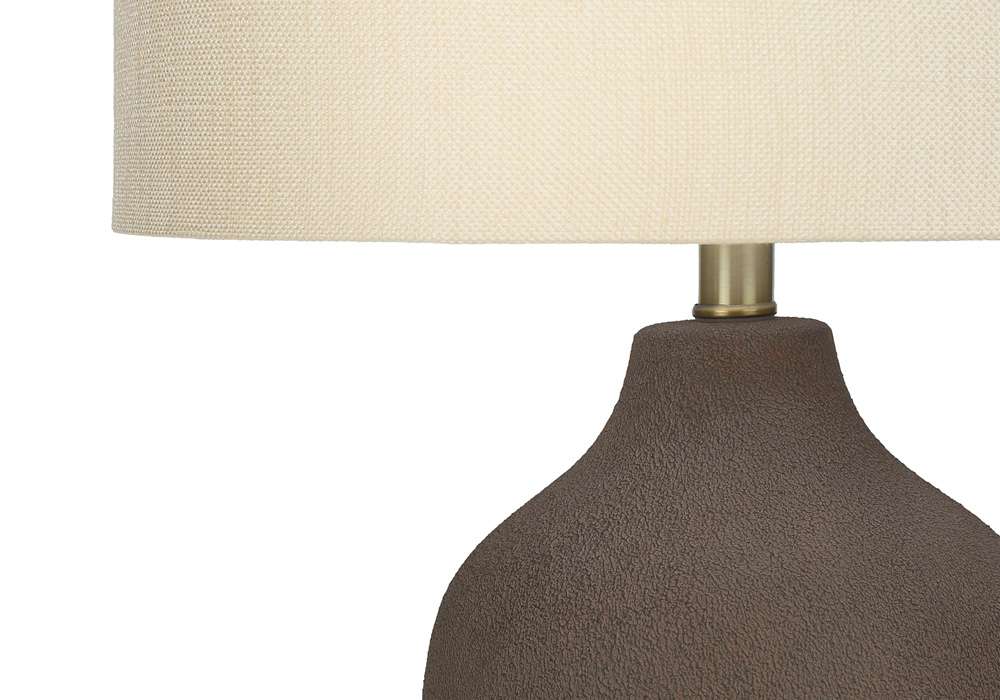 Monarch Specialties - Lighting, 27inH, Table Lamp, Grey Ceramic, Beige Shade, Contemporary - I 9709 veiw 3