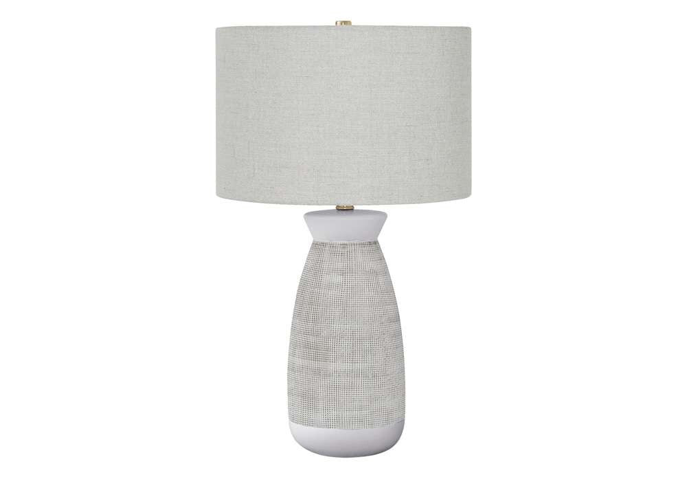 Monarch Specialties - Lighting, 27inH, Table Lamp, Grey Ceramic, Grey Shade, Contemporary - I 9725 veiw 1